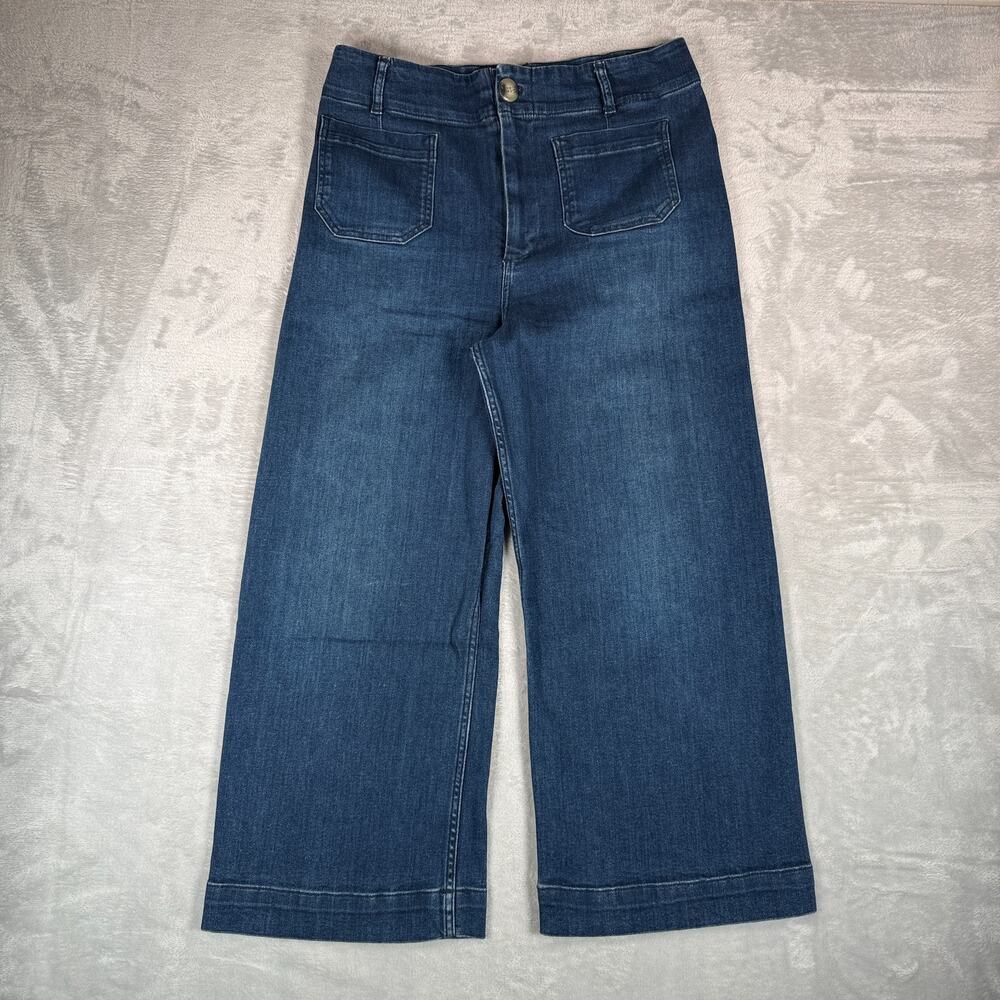 Pilcro Anthropologie Womens 31 High-Rise Wide-Leg Crop Jeans Patch Pocket